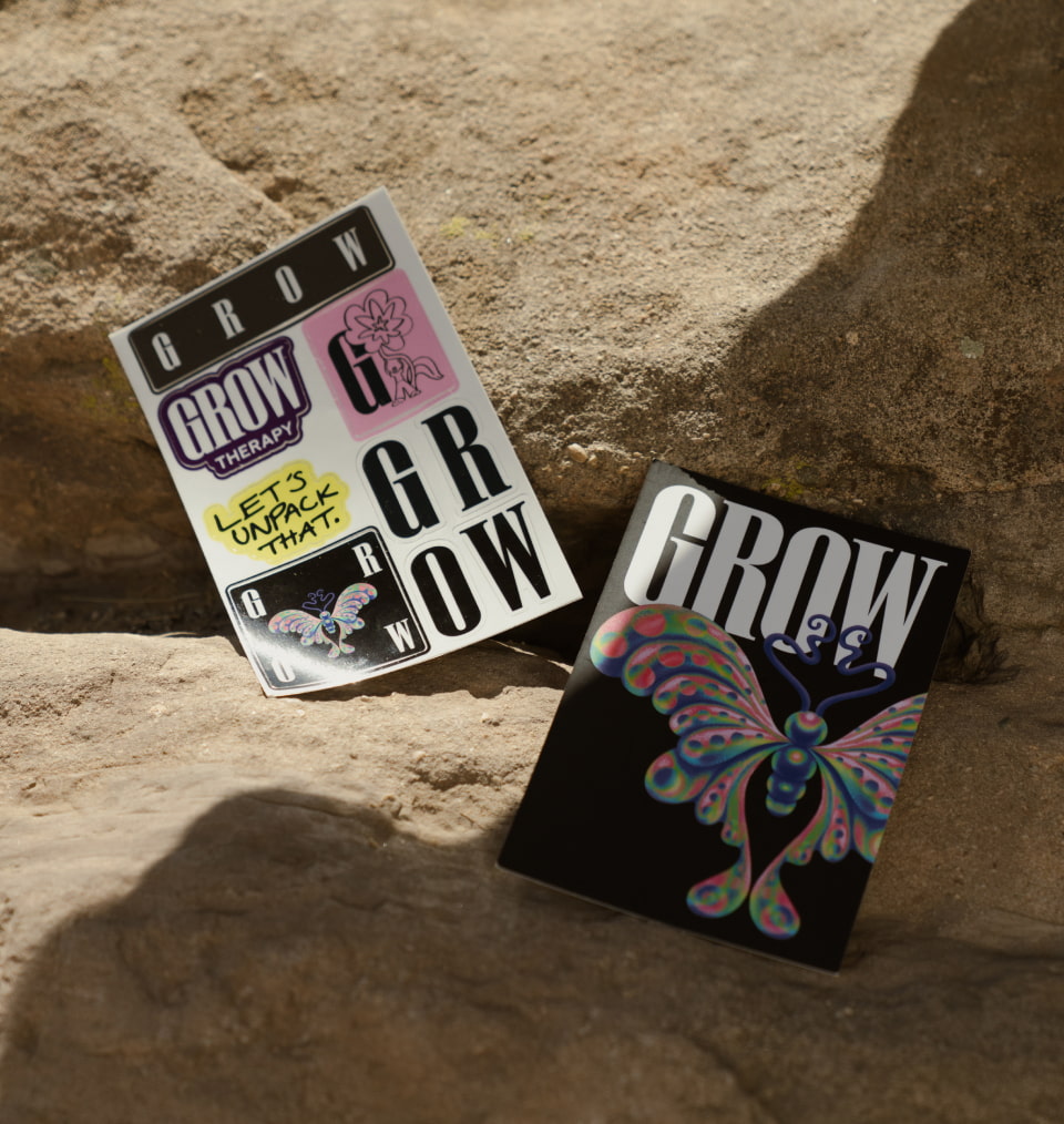 Custom sticker sheets shown outside