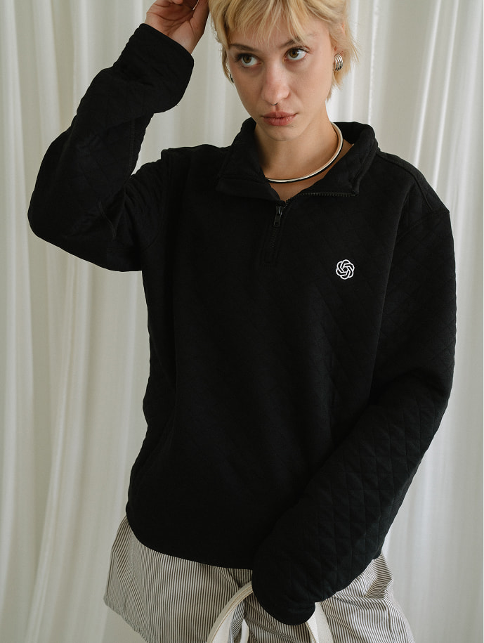 OpenAI custom black quarter-zip pullover with embroidered logo