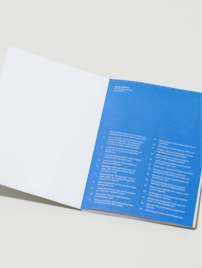 ChatGPT custom branded blue and white booklet