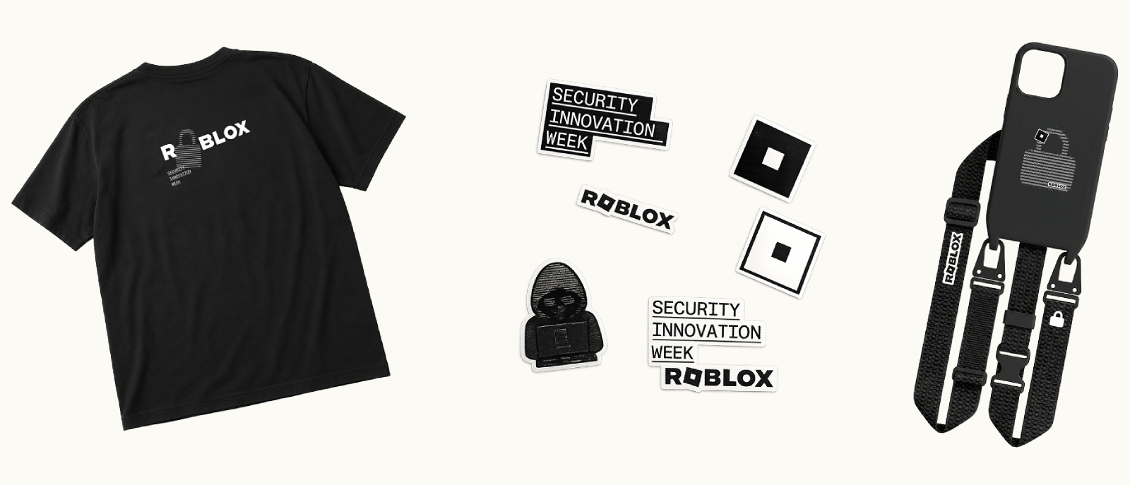Custom tee shirt, stickers and phone lanyard for corporate events swag