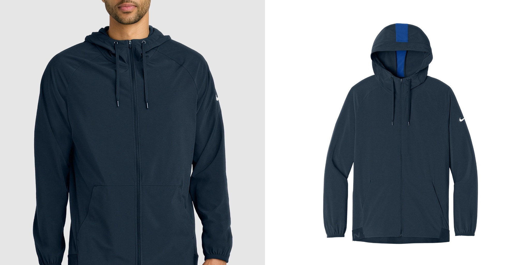 Nike Pro Hooded Jacket in navy with front view