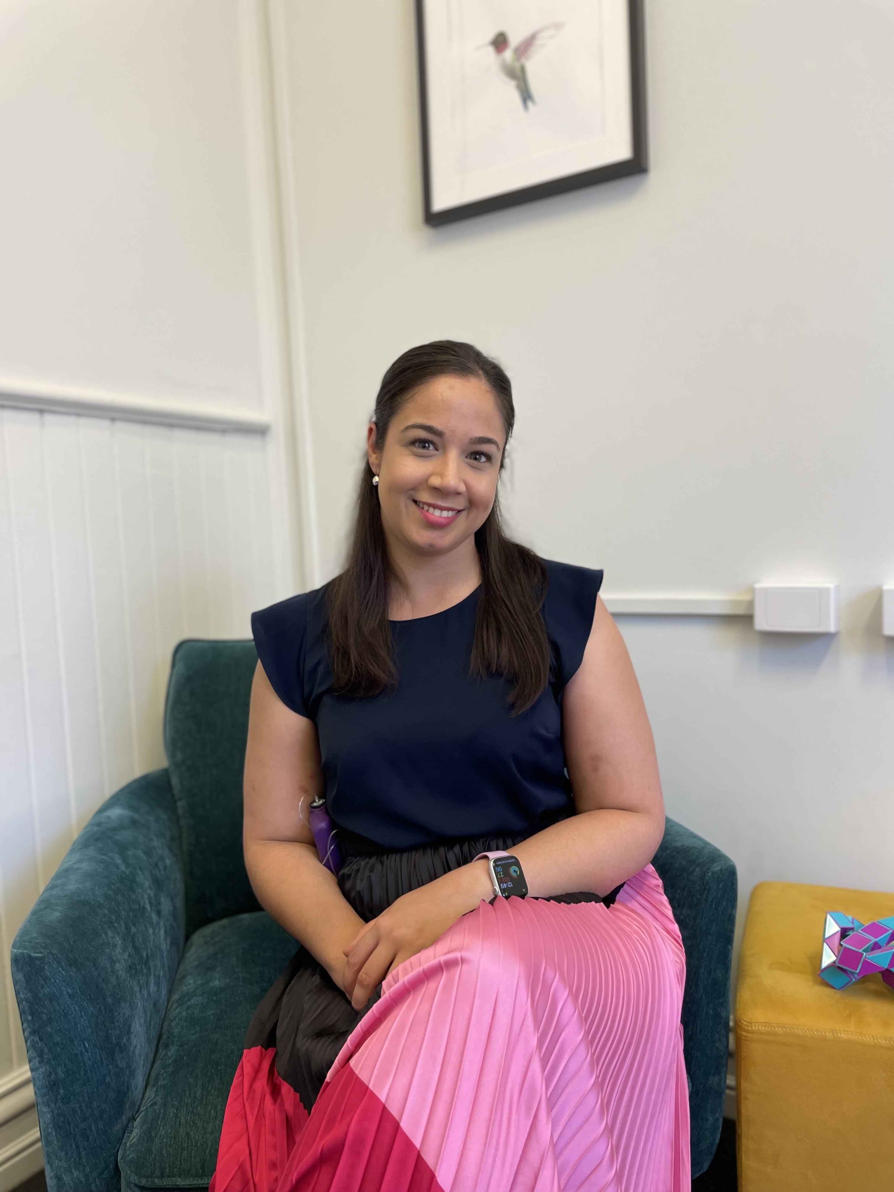 Jacqueline Pitel sitting in her office