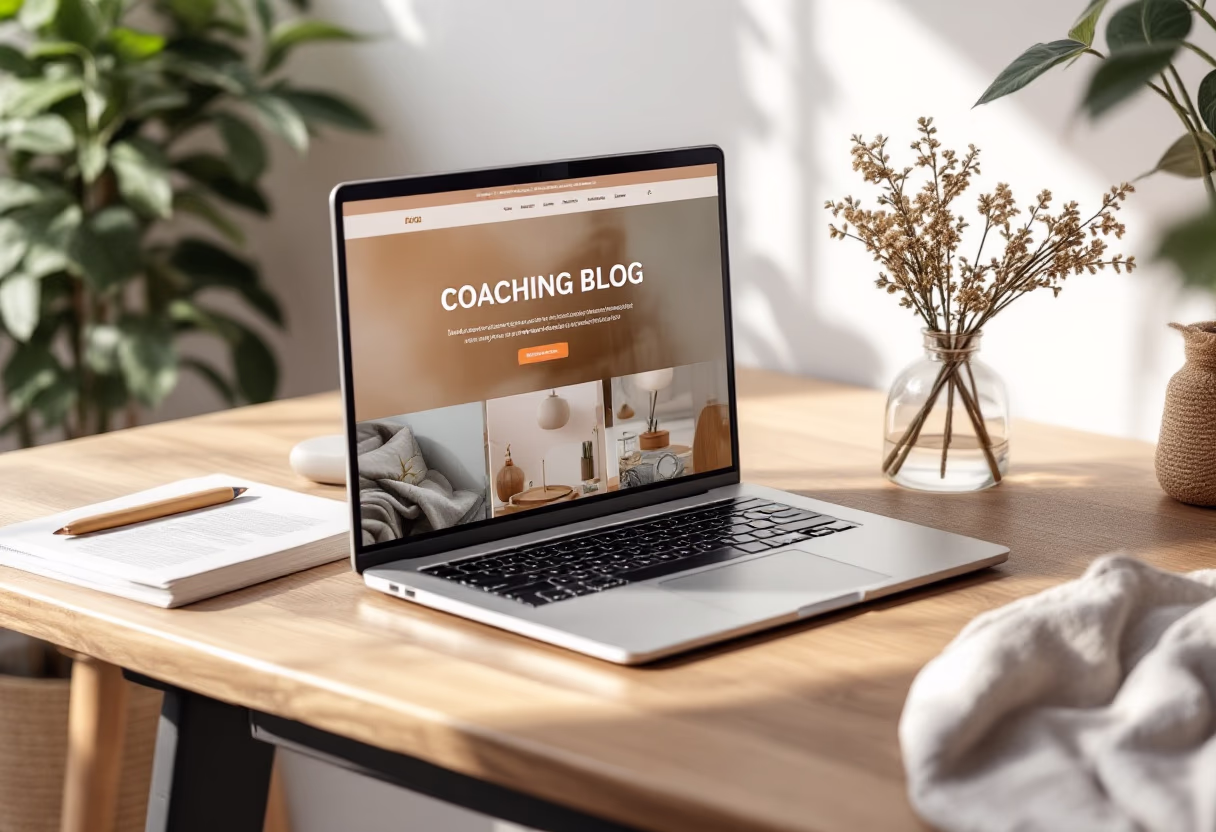 image of a laptop displaying a coaching blog