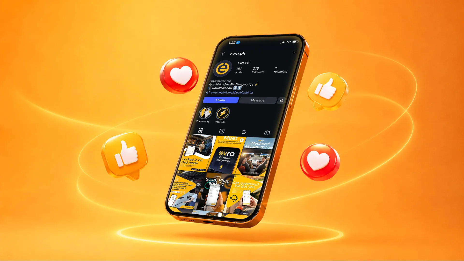 Evro PH Instagram profile on a phone