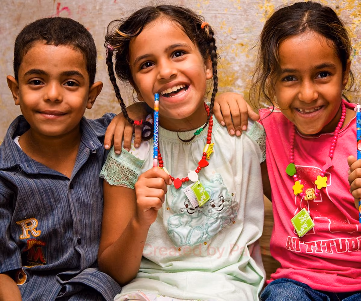 3 happy and excited children 