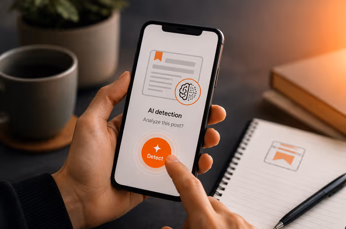 Substack app screens showing an AI detection scan result on a post