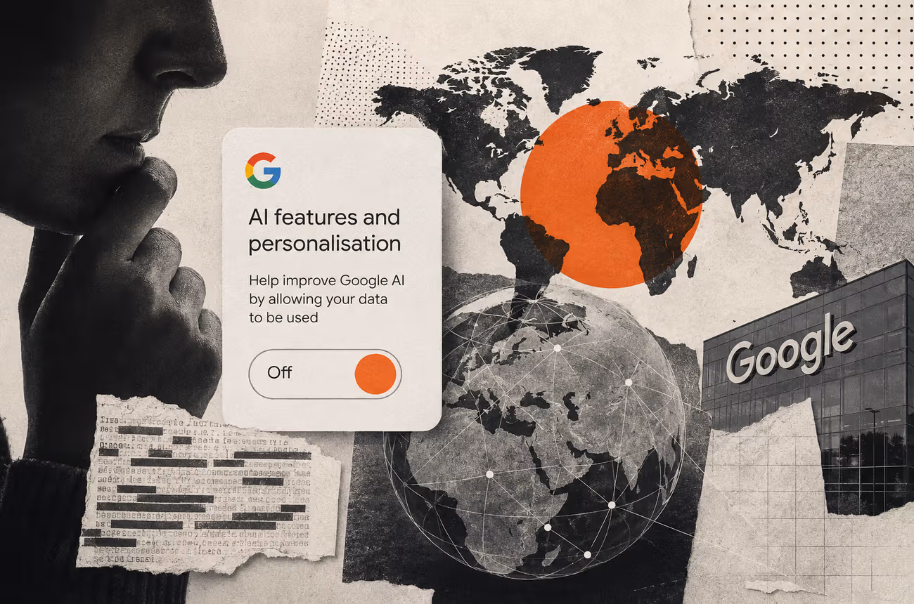 Google Search Console AI opt-out toggle, with AI Overviews and Top Stories in the background