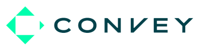 Convey company logo with geometric teal shapes forming a diamond to the left of the word Convey.