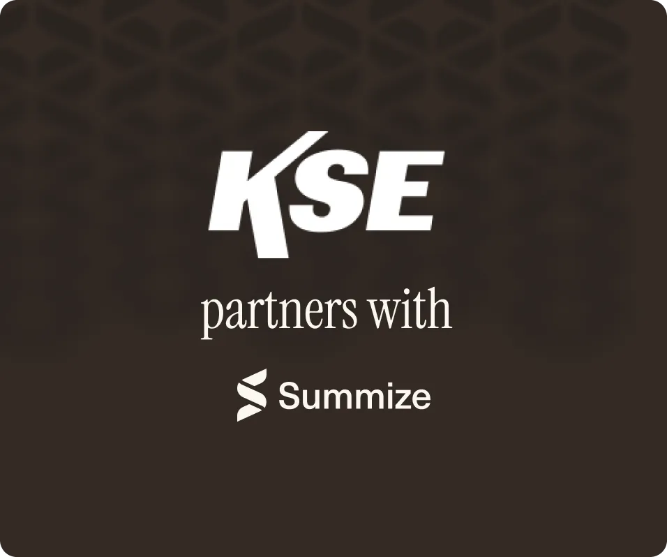 White KSE logo above the text partners with and the Summize logo on a dark background.