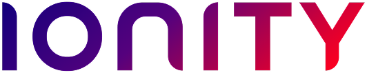 Ionity brand logo with gradient purple to red text.