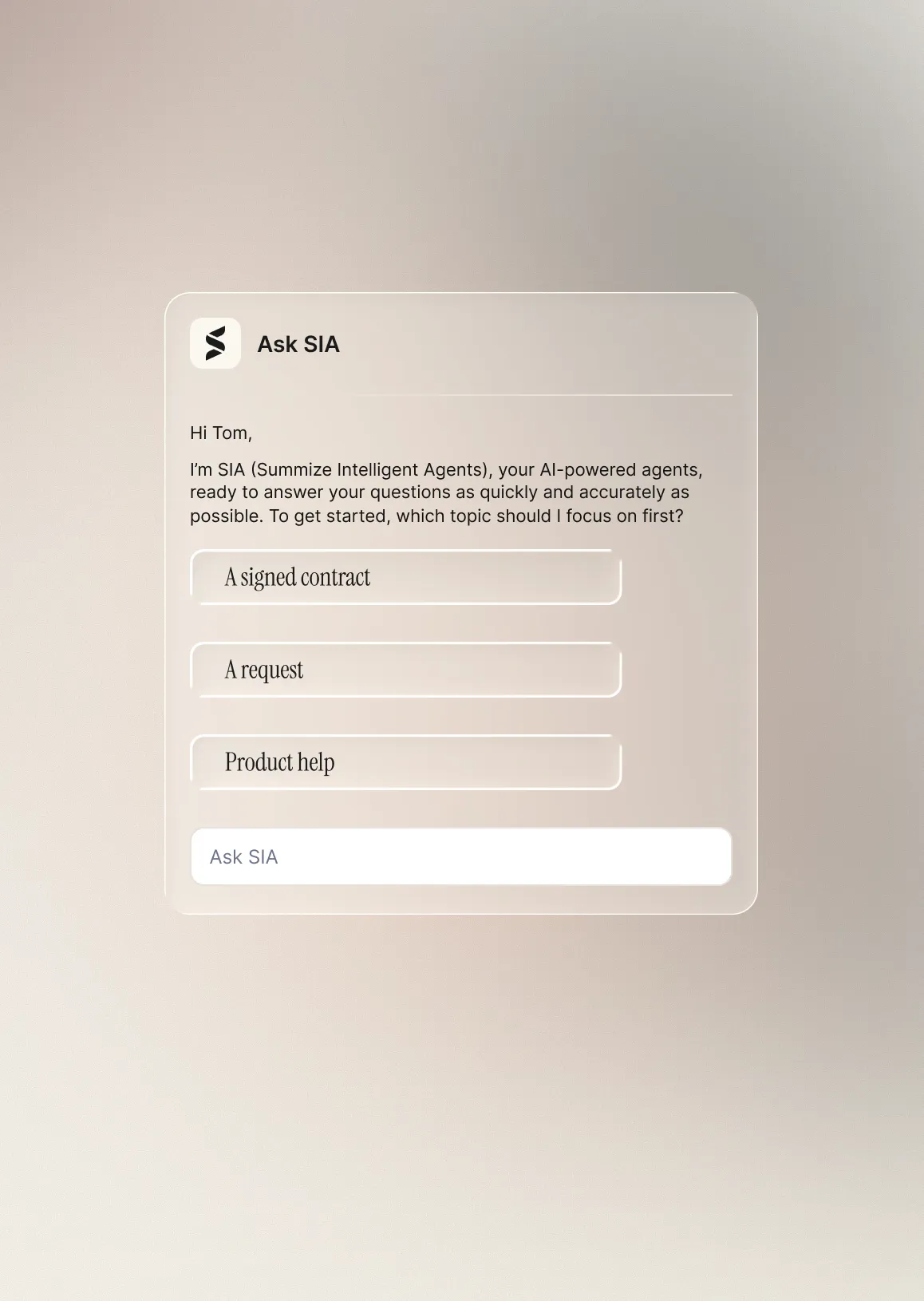 UI of Ask SIA chat experience