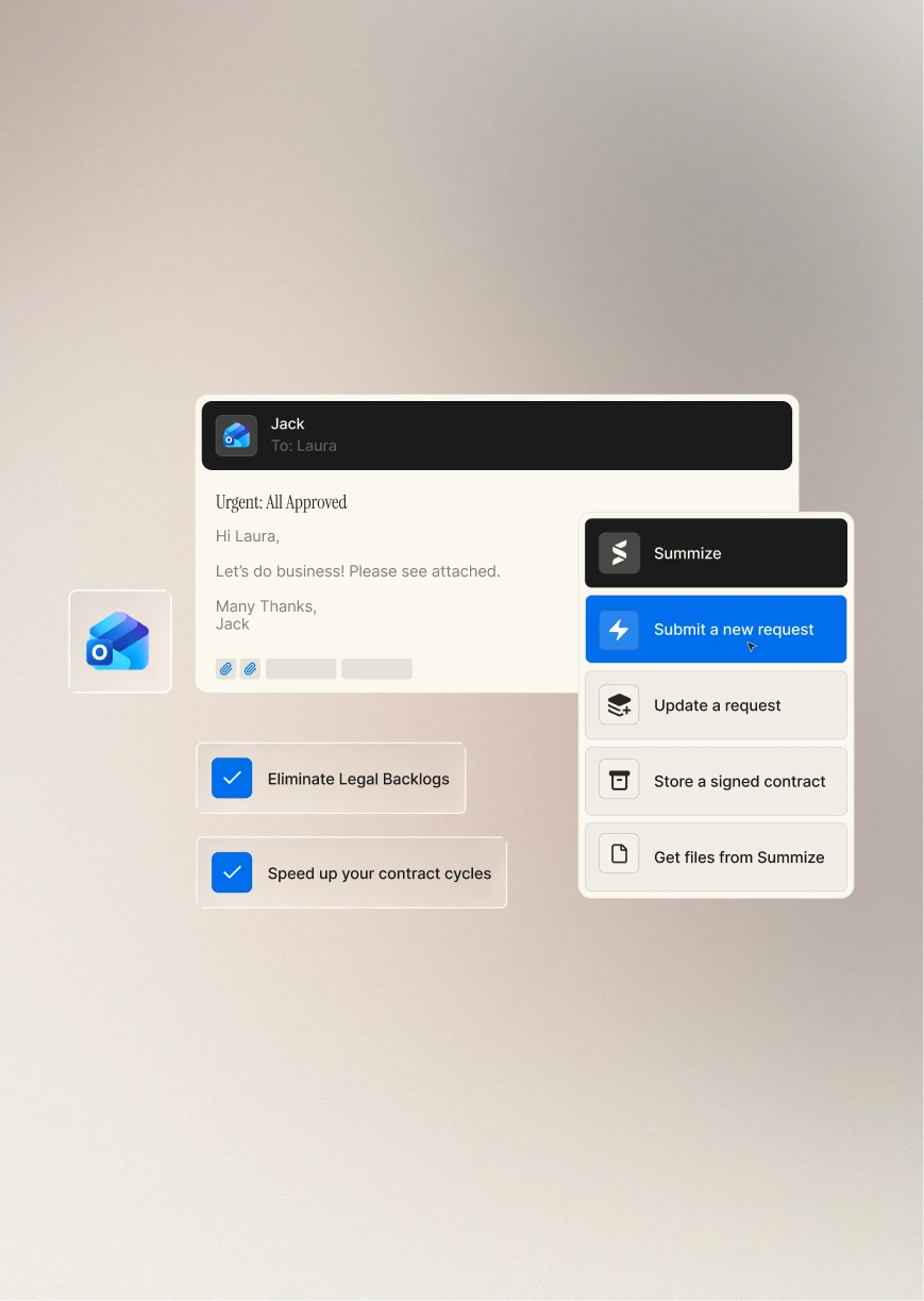 Contract intake through the Summize Microsoft Outlook integration.