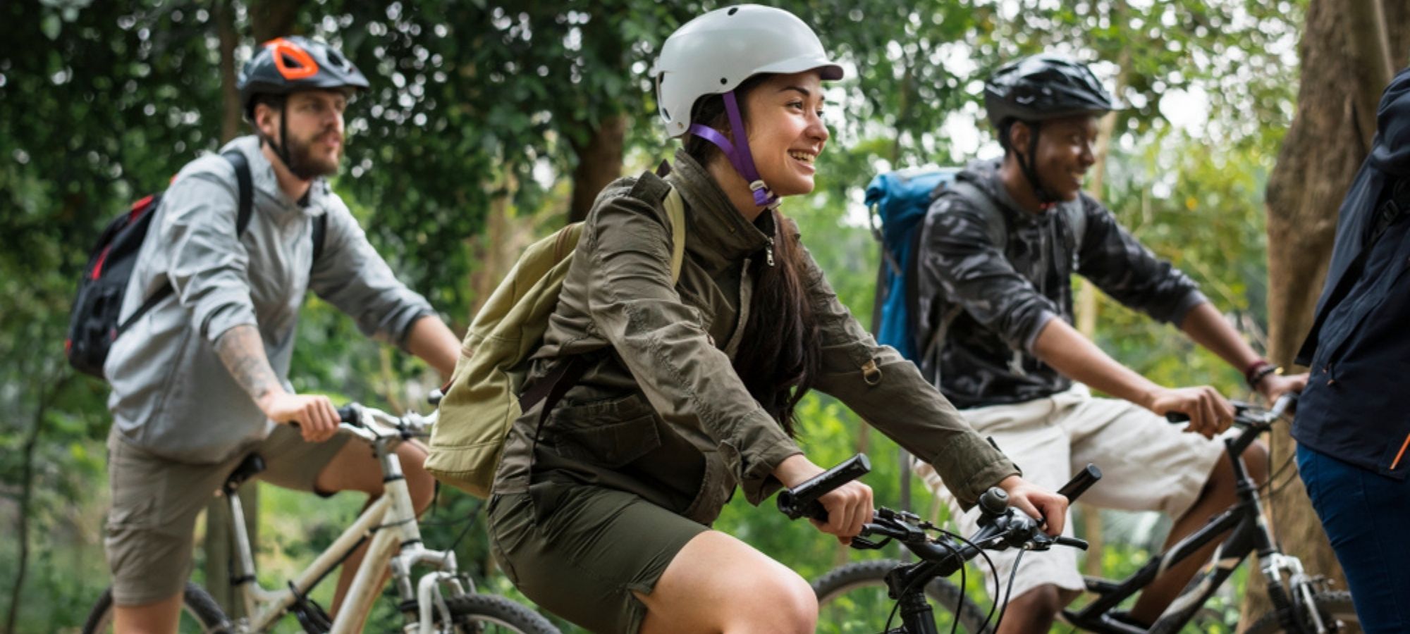 Commuter cycling on bike