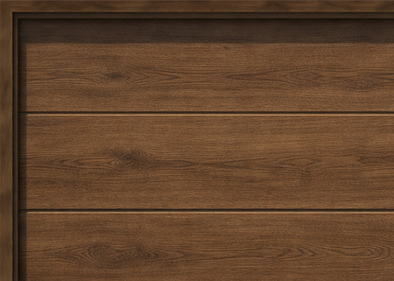 Texture en bois brun avec surface à panneaux horizontaux encadrée par bordure en bois foncé.