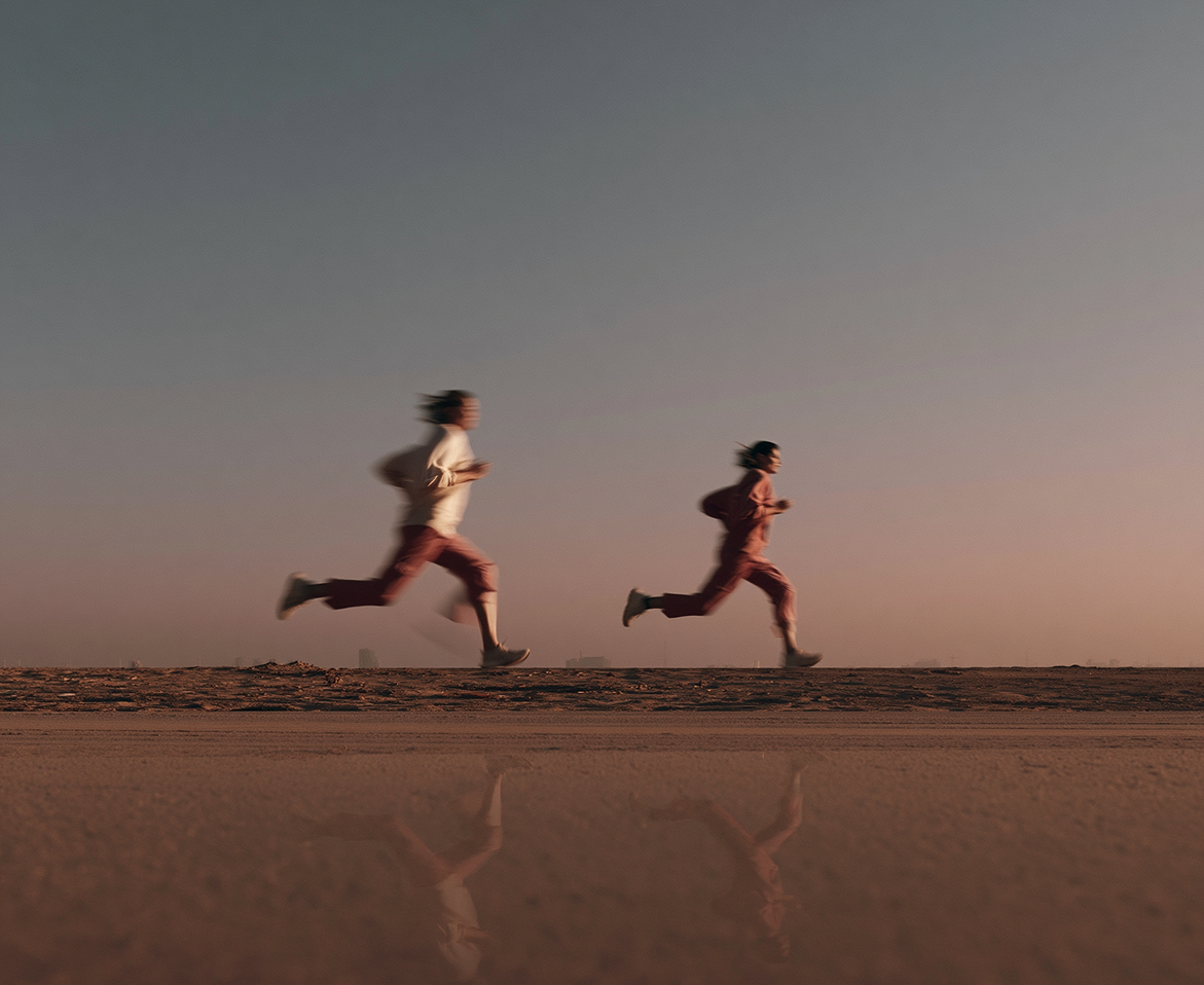 Runner on a wide path