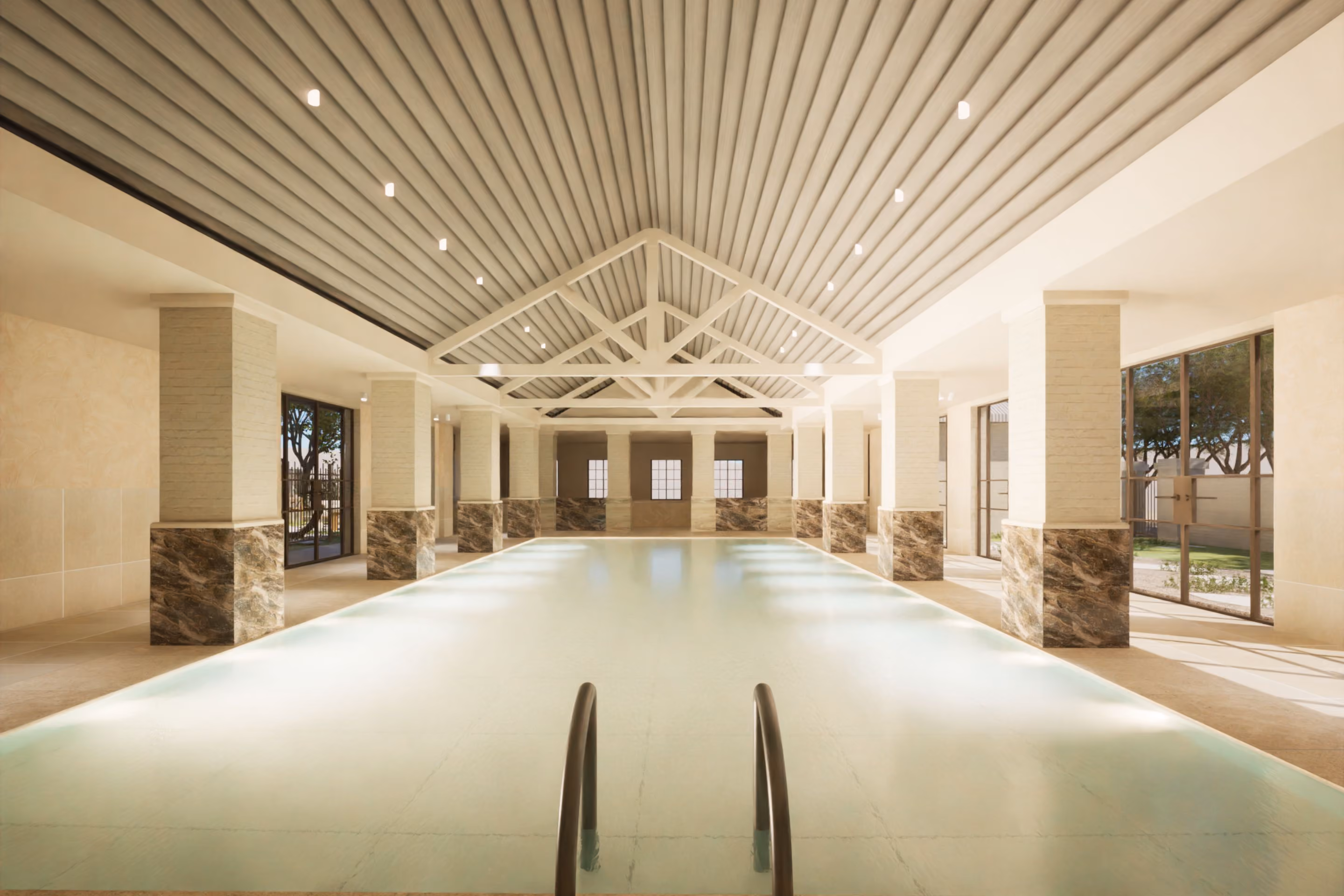 The mineral pool hall at VELA Spa & Bathhouse, formerly Villa Thalgo, in Windsor NSW
