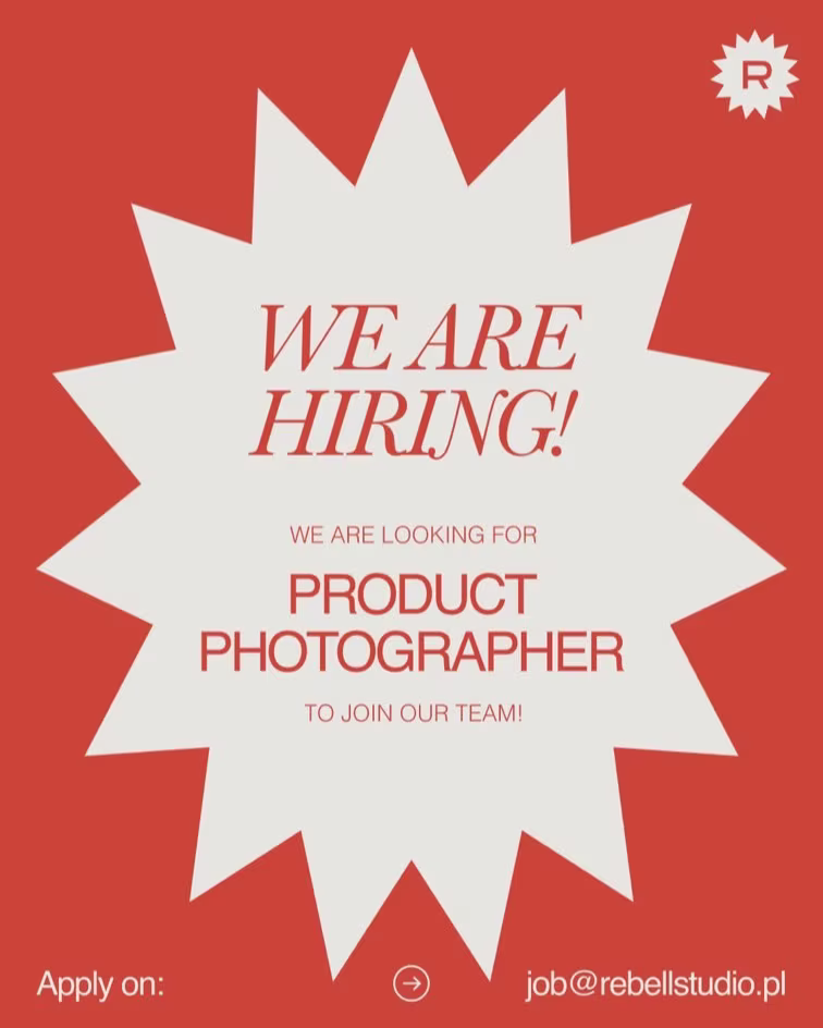 Rebell Studio Instagram post: we are hiring a product photographer