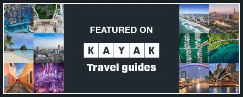 SF Black Car featured on KAYAK Travel Guides, with a collage of world travel destinations