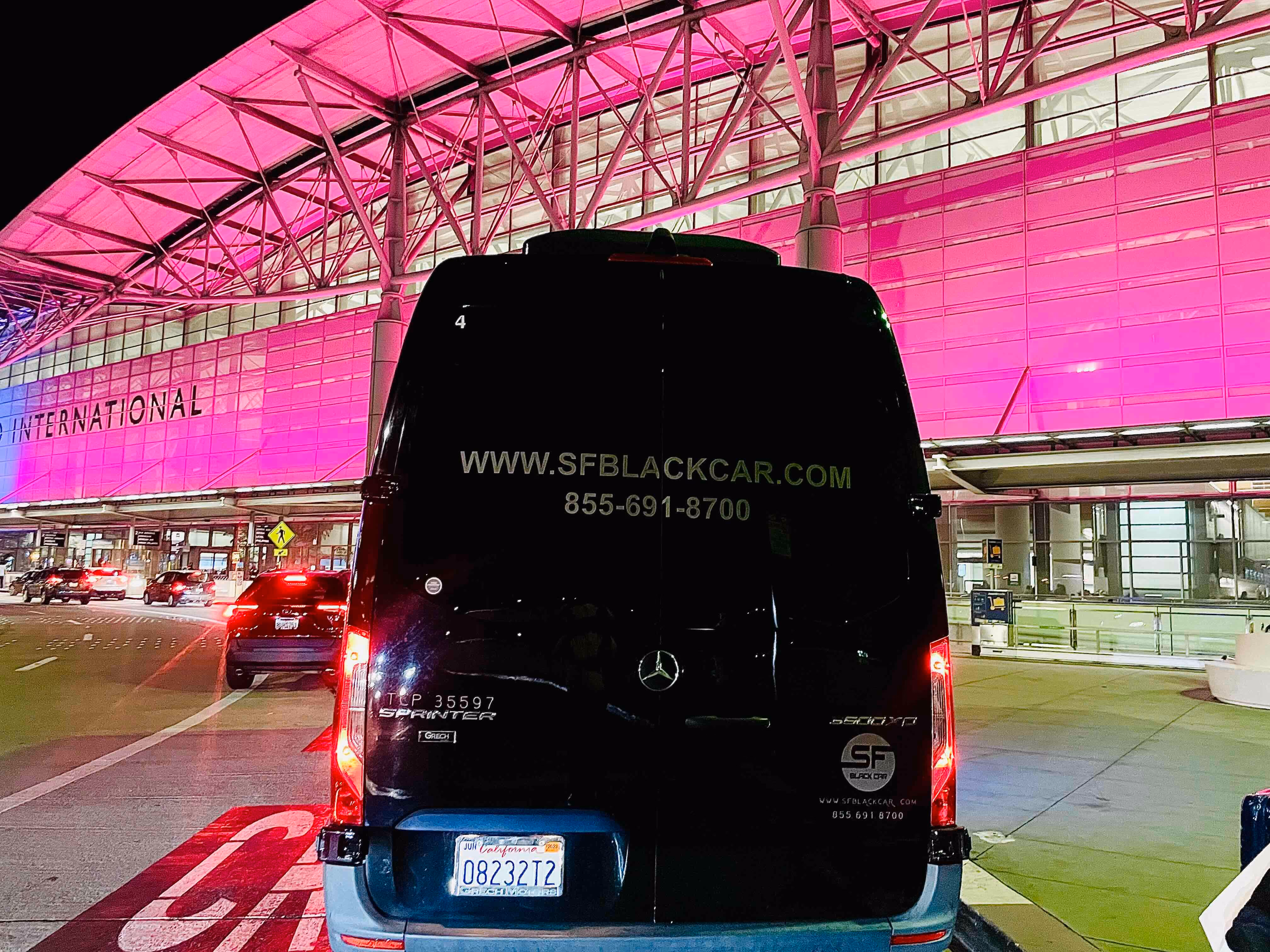luxury sprinter curbside pickup at San Francisco International Airport