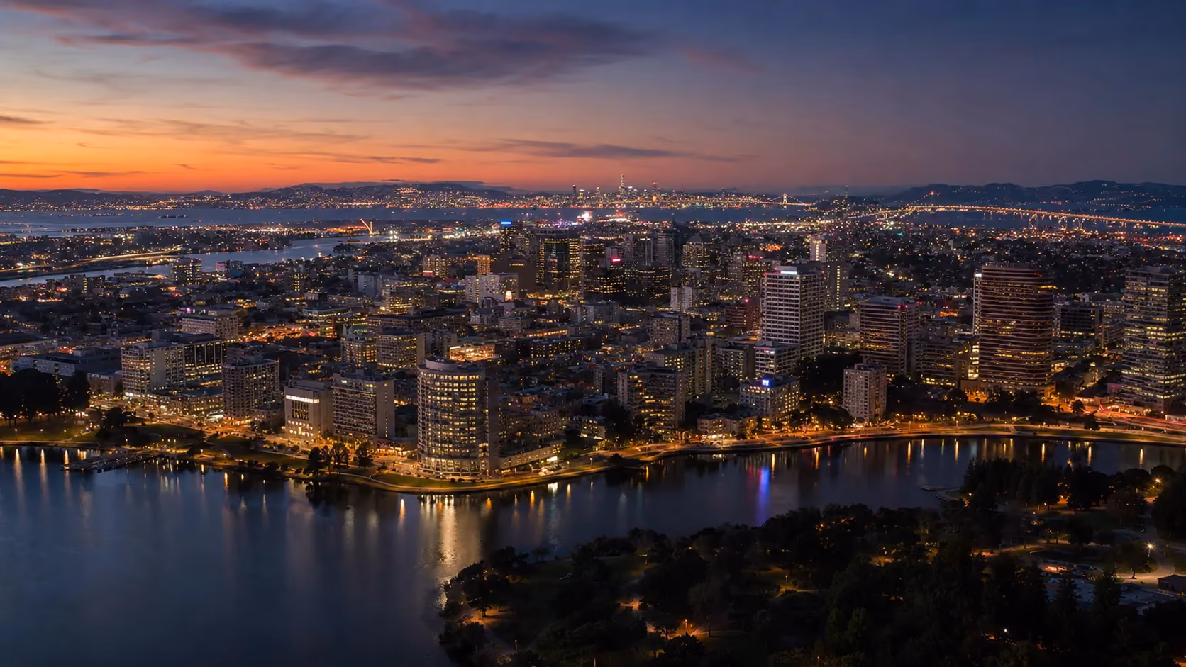 Oakland skyline across the bay
