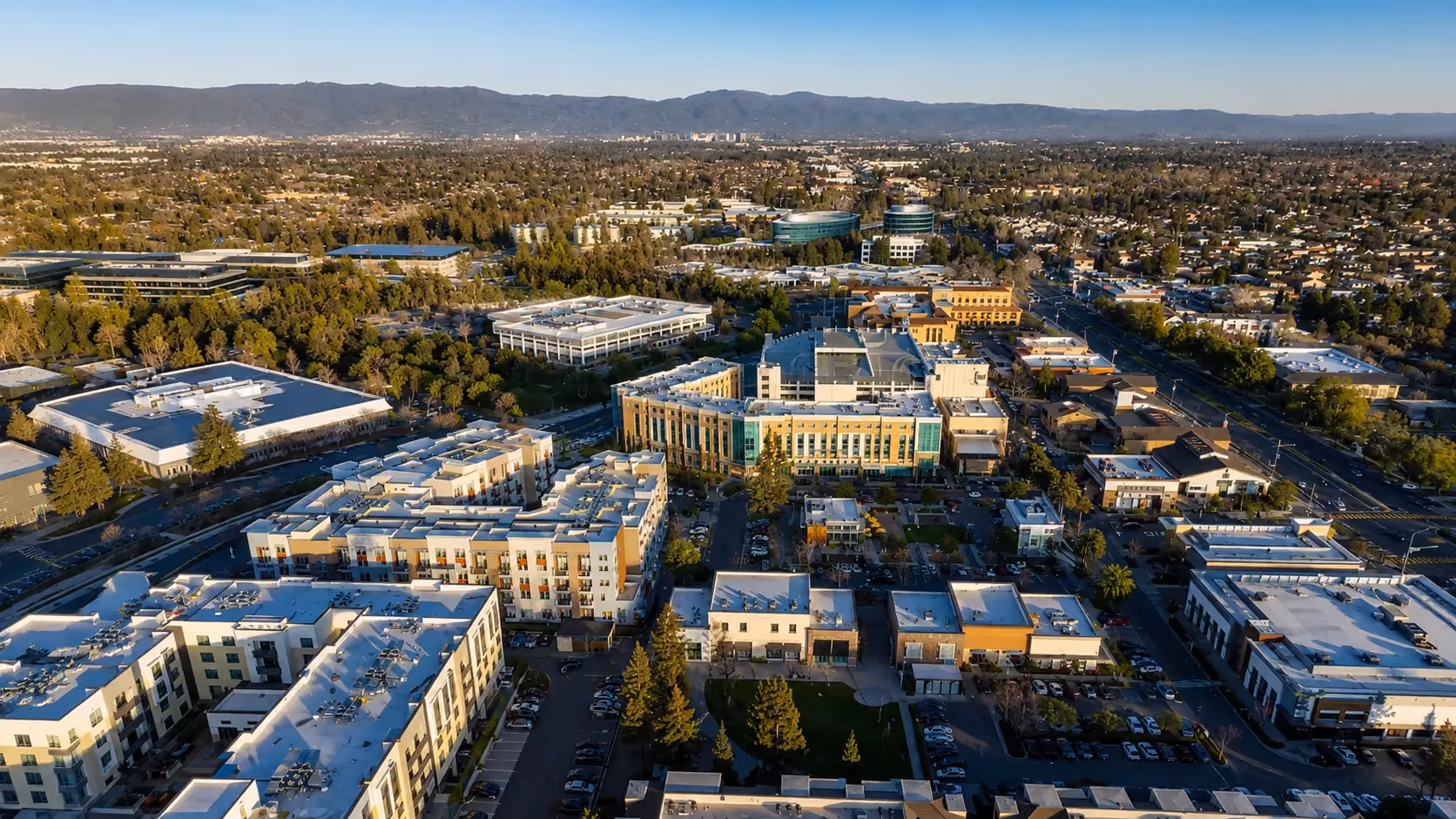 Cupertino cityscape in Silicon Valley