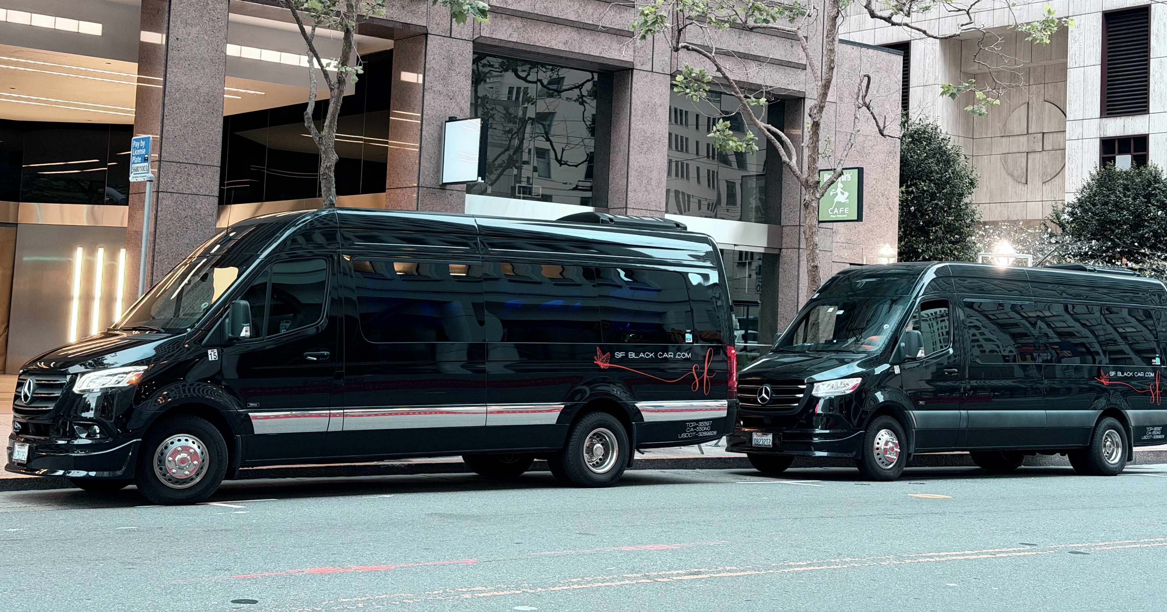 SF Black Car Luxury Sprinter Van chauffeured vehicle in black