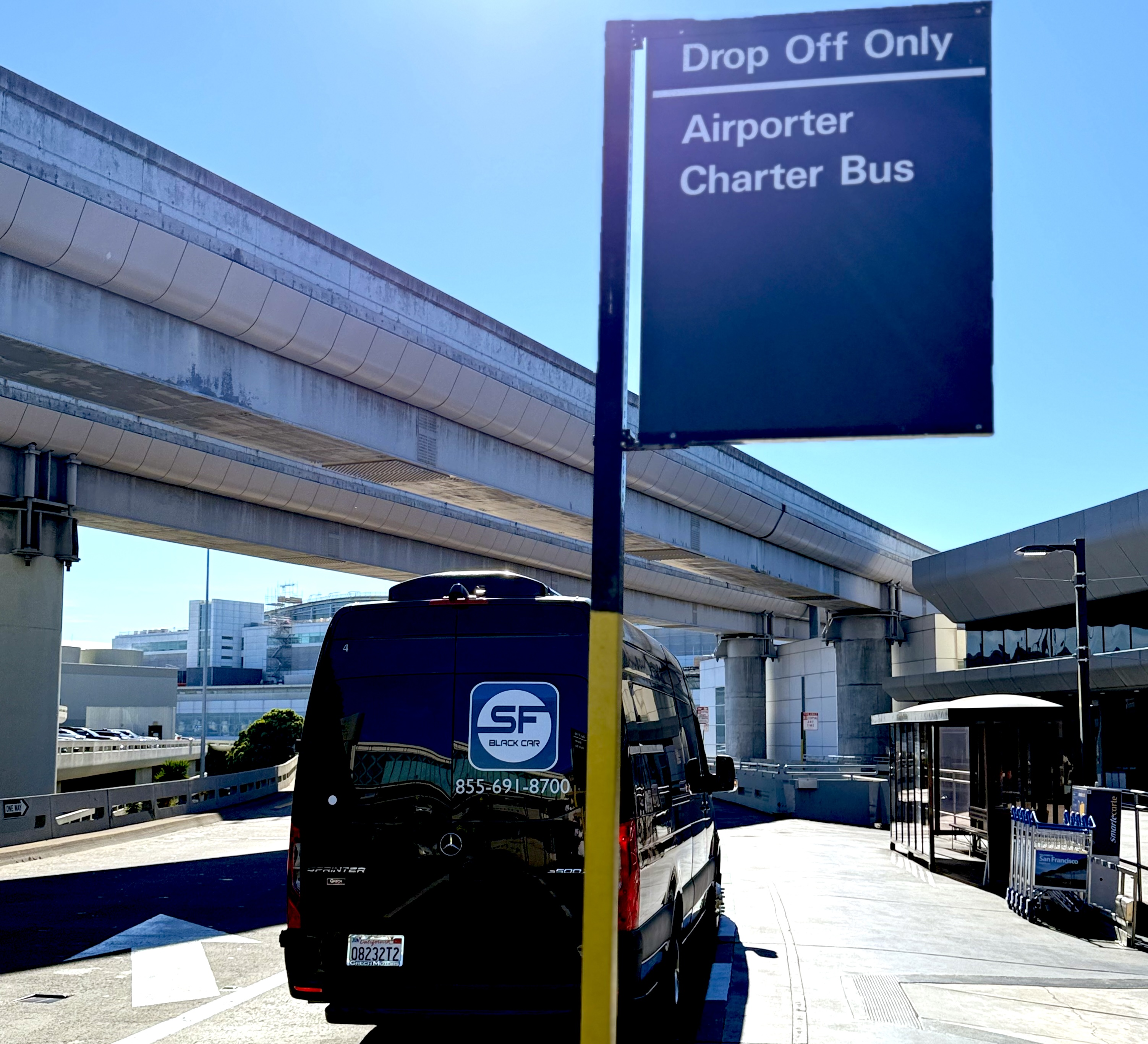 Mercedes-Benz Sprinter van for group airport transportation in San Francisco International Airport