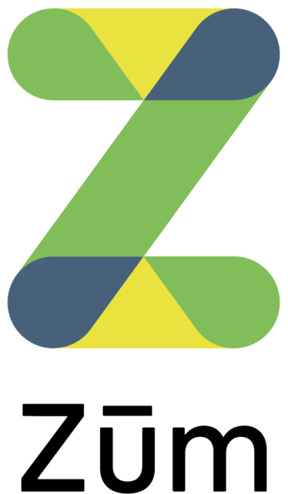 Green and yellow stylized letter "Z" with overlapping geometric shapes in blue and green.