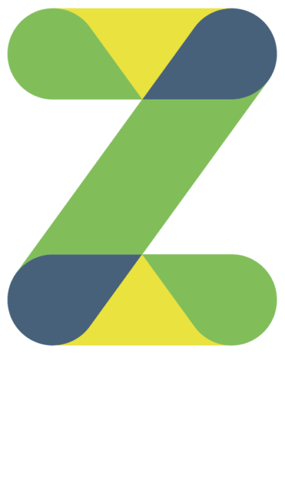 Logo for Zum, featuring a stylized green and yellow "Z" with white outline.