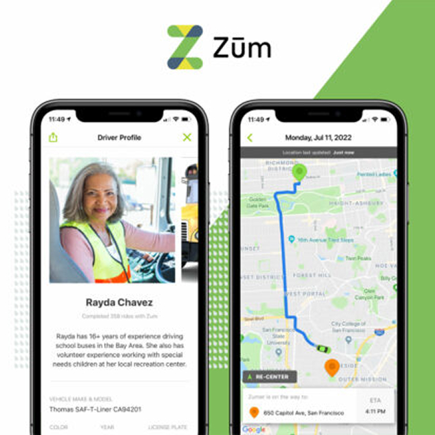 Driver profile for Rayda Chavez on the left, with a trip map on the right.