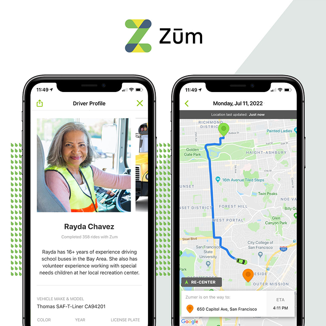 Driver profile for Rayda Chavez, showcasing completed rides and a map route in San Francisco.