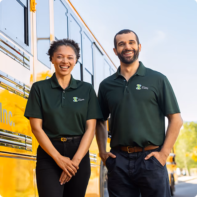 Zum drivers next to school bus