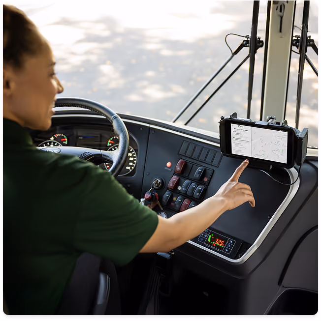 Zum driver using tablet in bus