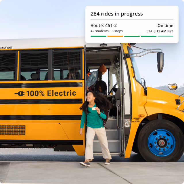 Student disembarking bus
