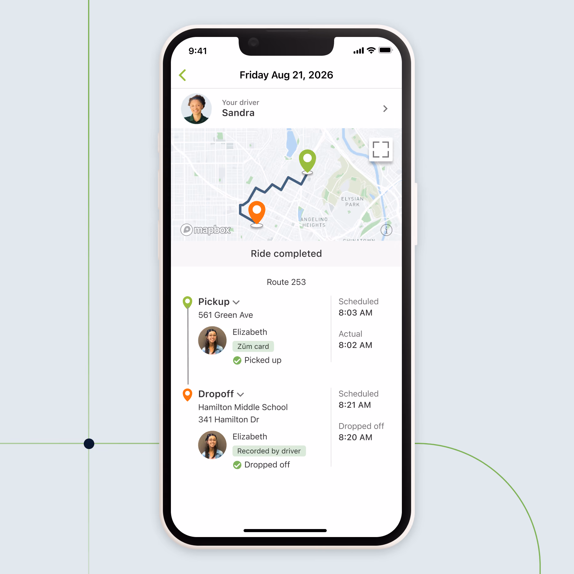 Zūm parent app-ride completed