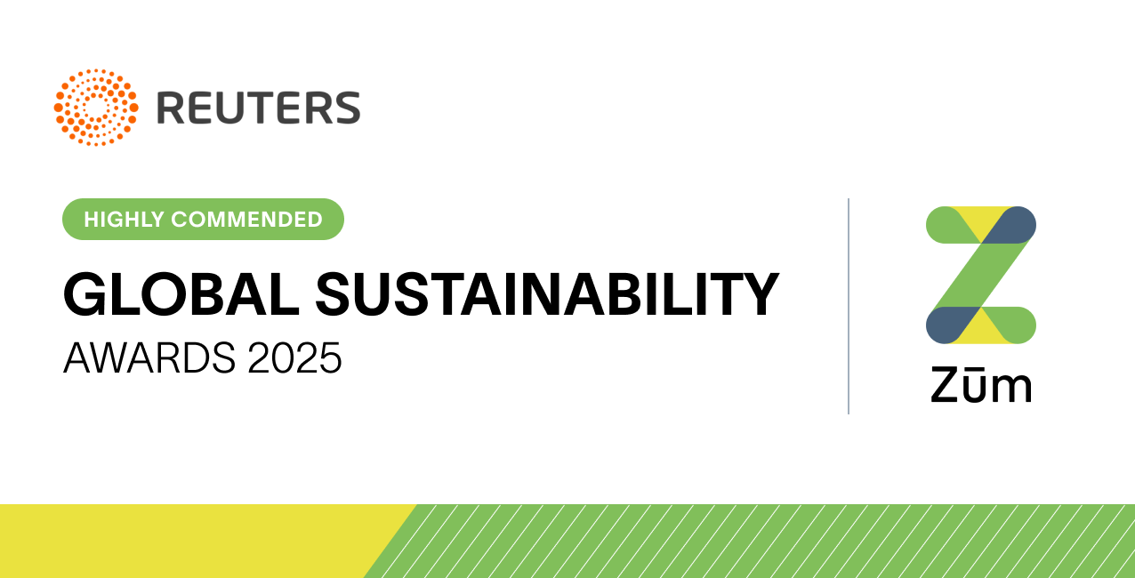 Zum. received the 'Highly Commended' honor in the 2025 Reuters Global Sustainability Awards.