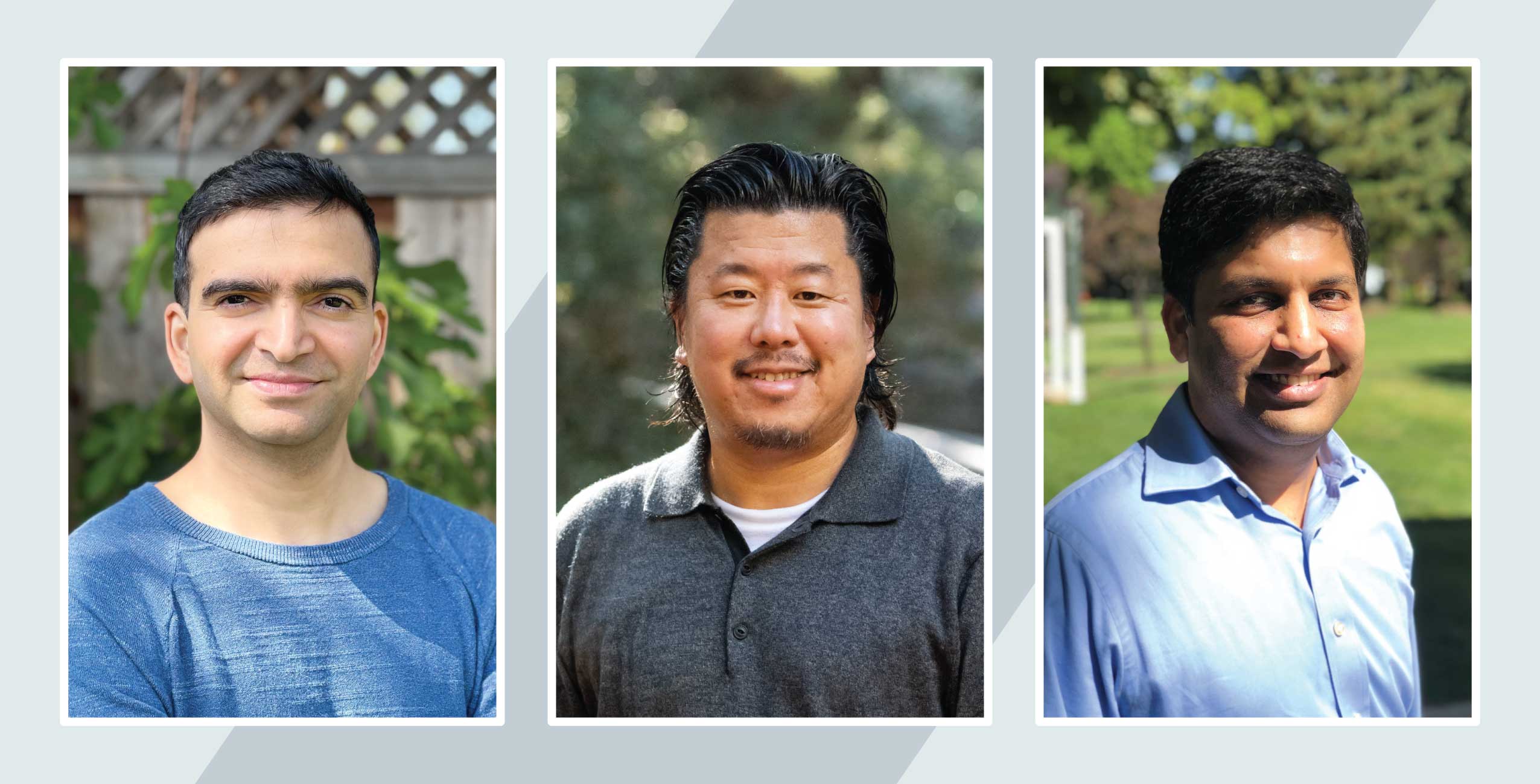 Three professionals from Zum: a man in a blue shirt, a man in a gray polo, and a man in a light blue