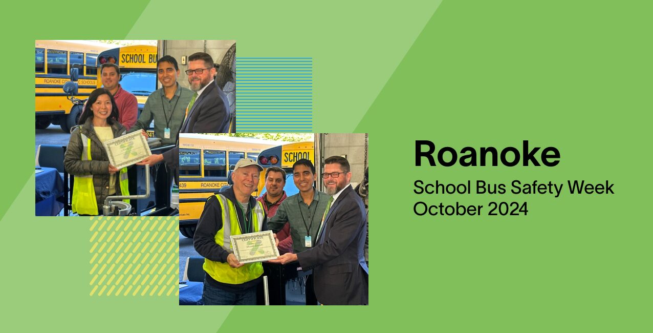 Roanoke drivers receive safety awards during School Bus Safety Week event in October 2024.