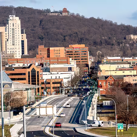 Zum service area – downtown Reading, Pennsylvania cityscape