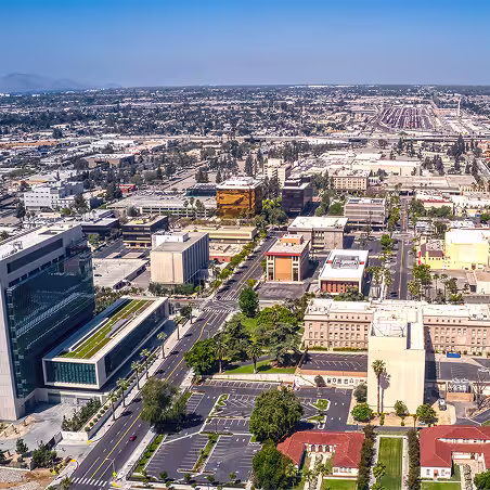 Zum service area – aerial view of San Bernardino, California