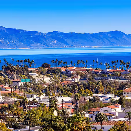 Zum service area – Santa Barbara, California coastline and hillside homes