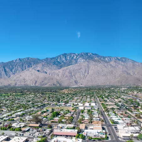 Zum service area – Palm Springs, California with San Jacinto Mountains backdrop