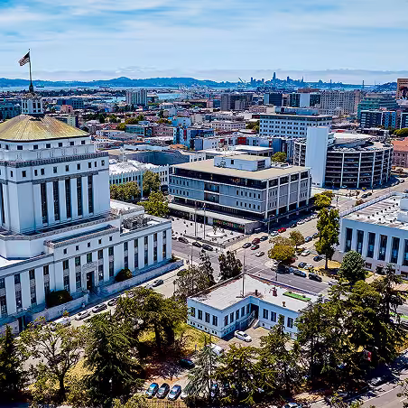 Zum service area – Oakland, California city hall and downtown buildings