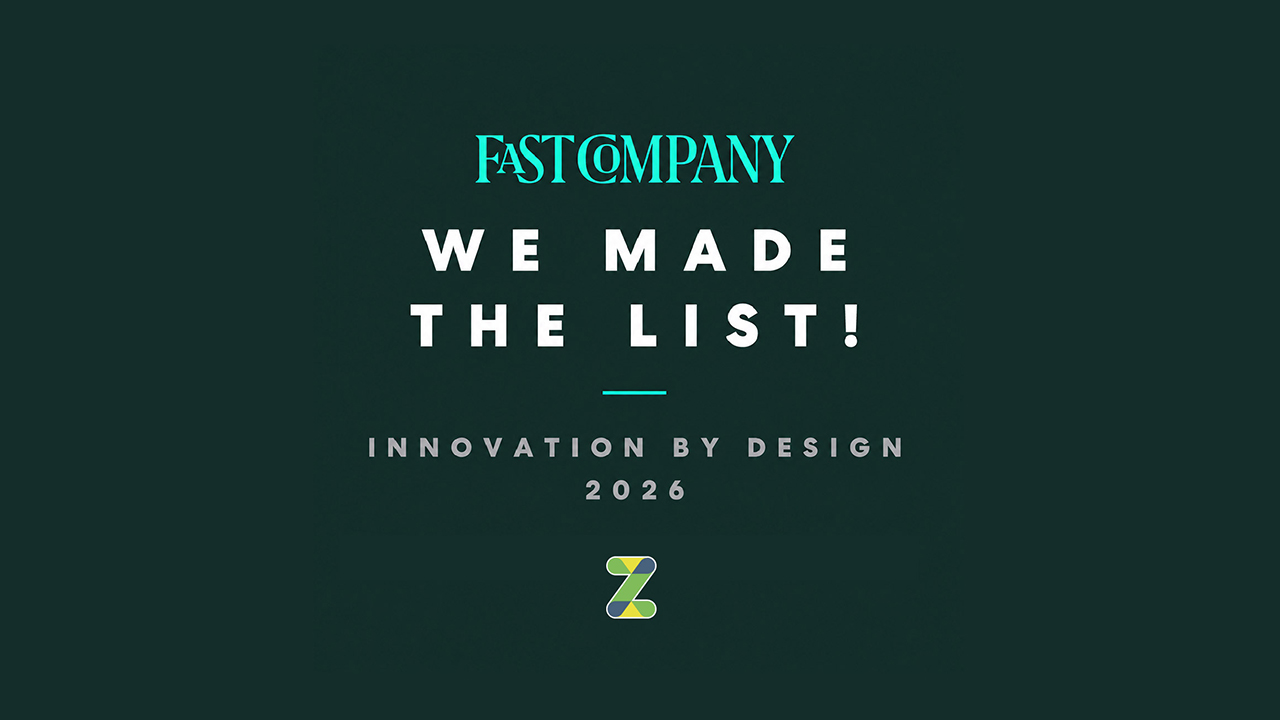Fast Company logo and text announcing Zum's recognition in Innovation by Design 2026.