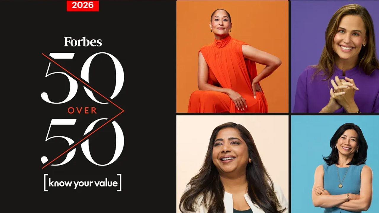 Four women featured in a collage for Forbes 50 Over 50, showcasing diverse backgrounds and styles.