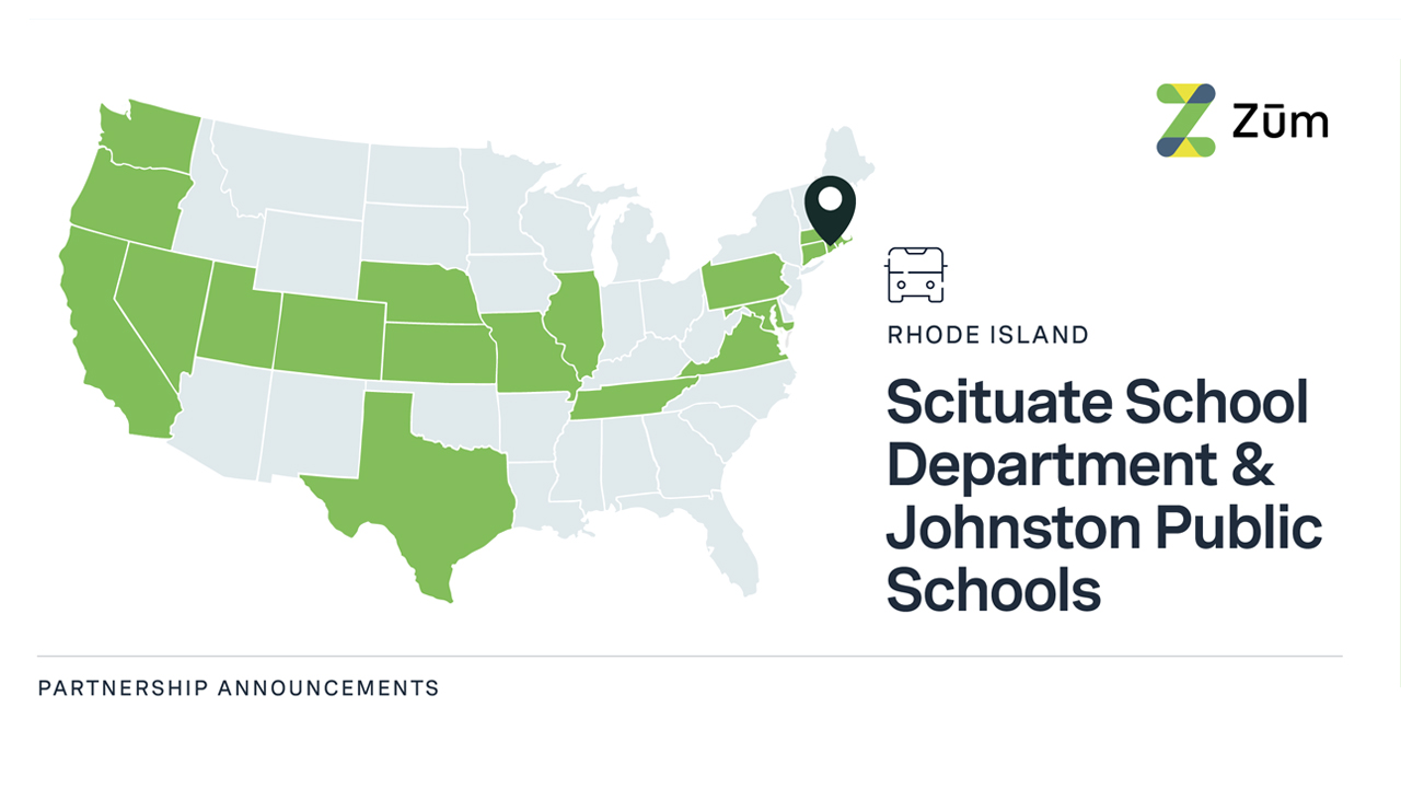 Map of the US highlighting Rhode Island, showing partnerships with Scituate and Johnston schools.