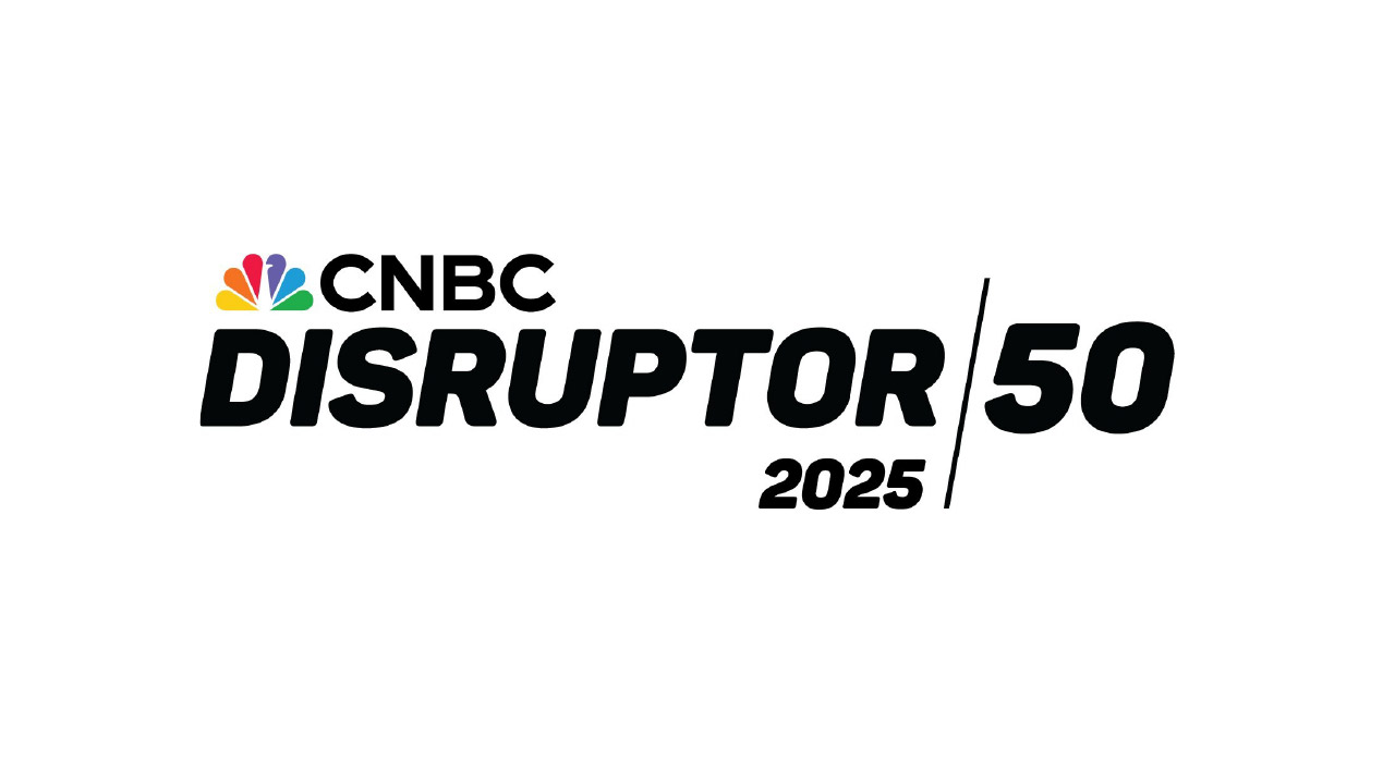 CNBC Disruptor 50 logo for 2025, featuring bold text and colorful NBC branding.