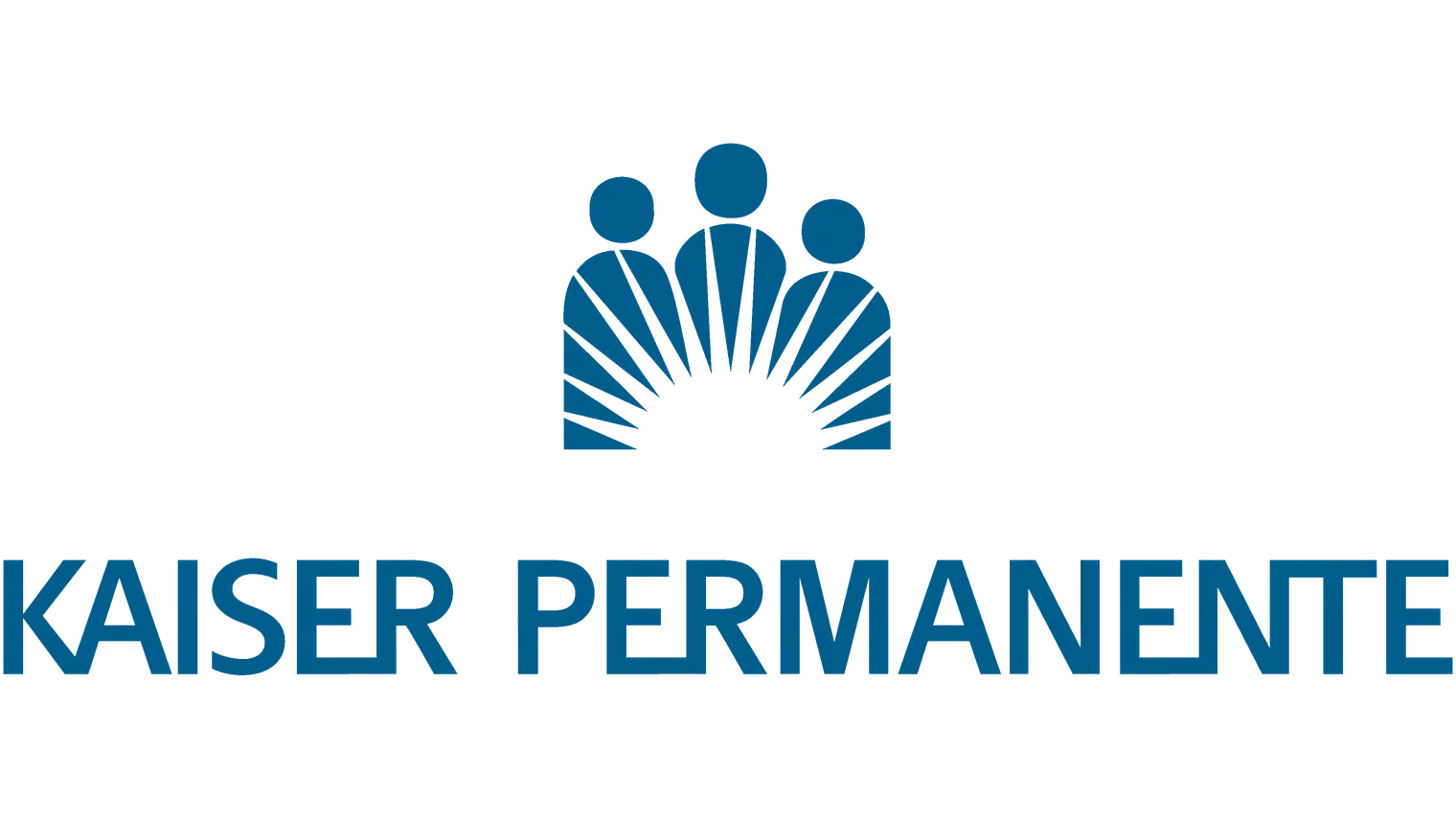 Kaiser Permanente logo with three people silhouettes above radiating sun rays