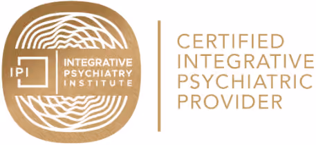 Certified Integrative Psychiatric Provider logo with IPI emblem and tan text