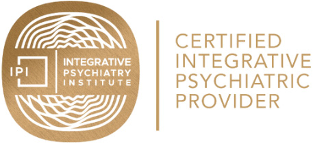 Certified Integrative Psychiatric Provider logo with IPI emblem and tan text